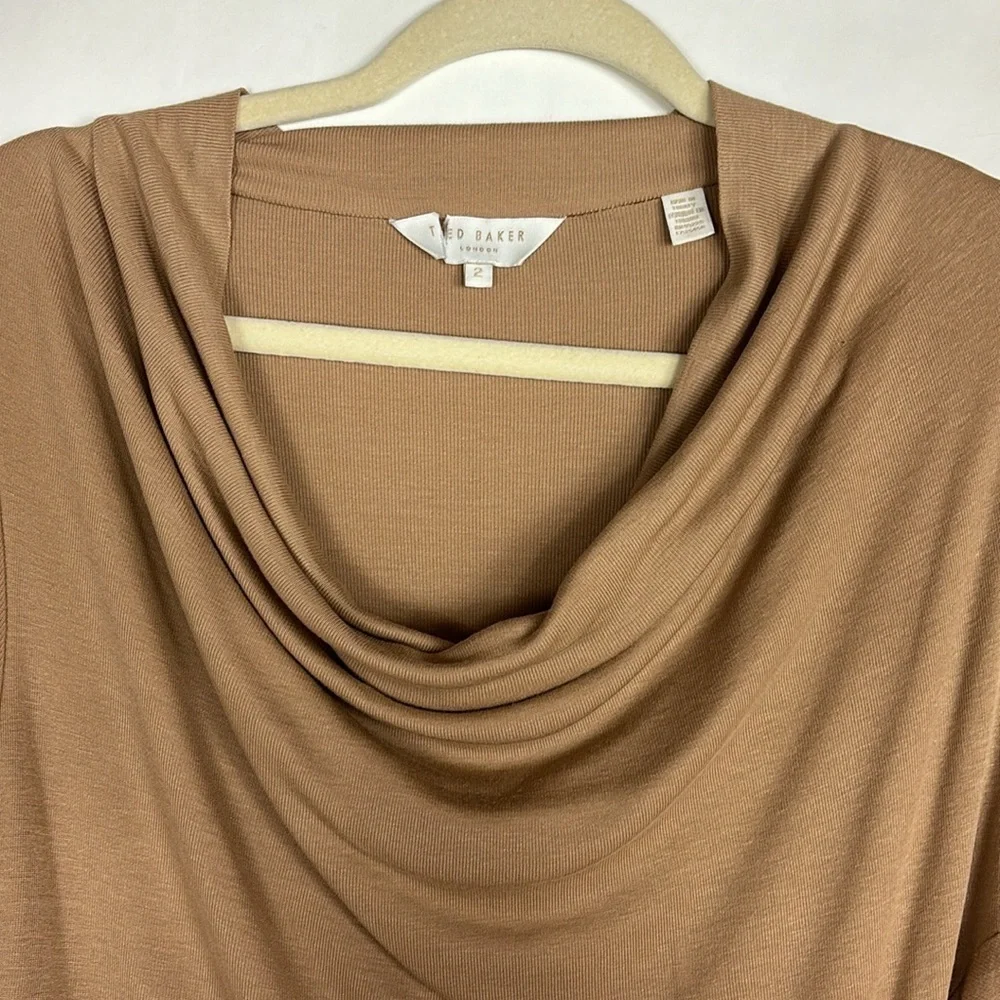 Ted Baker Neyda Jersey Drape Wrap Dress Long Sleeve Lightweight Knit Dress